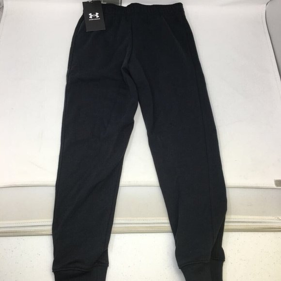 Under Armour Boys Rival Fleece Jogger Pants Black Drawstring Waist Pockets S New - Picture 3 of 7